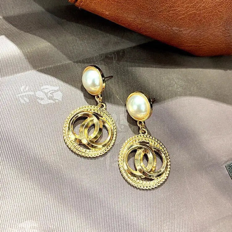 Pearl Beads Gold Drop Earrings